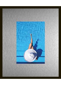 Bild queence "Trend Wandbild, Wandkunst, Kunstdruck "Pool", farbe rahmen: schwarz, farbe bild(er): silber, B:50cm H:40cm T:1,5cm, Aluminium, Bilder, Bild, inkl. Passepartout aus hochwertigem Aluminium und schwarzem Rahmen
