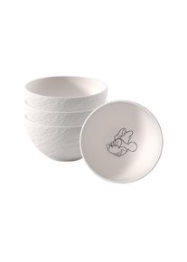 Villeroy & Boch Schale VILLEROY & BOCH "M&uuml;slischalen Manufacture Rock blanc - Mickey Mouse &oslash; 14 cm 4er Set wei&szlig;", wei&szlig;, B:14cm H:7cm L:14cm T:14cm &Oslash;:14cm, Sch&uuml;sseln, Schale, Sp&uuml;lmaschinenfest, Mikrowellensicher