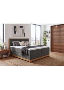 Boxbett OTTO HOME "Fennor, Doppelbett, Polsterbett, Federkernbett, Komforbett, 160/180 cm", schwarz, B:186cm L:213cm, 100% PES, Komplettbetten, Boxbett, Boxbett: 5-Z-Taschenfederkern im Unterbau, H&auml;rtegrad 3, inkl. Topper