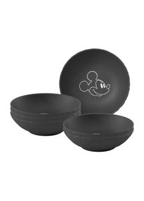 Villeroy & Boch Schale VILLEROY & BOCH "Dessertschalen Manufacture Rock - Mickey Mouse &oslash; 13,2 cm 6er Set schwarz", schwarz, B:13,2cm H:3,8cm L:13,2cm T:13,2cm &Oslash;:13,2cm, Sch&uuml;sseln, Schale, Sp&uuml;lmaschinenfest, Mikrowellensicher