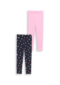 Leggings Tom Tailor, M&auml;dchen, Gr. 92/98, N-Gr, lovely pink, Web, Obermaterial: 95% Baumwolle, 5% Elasthan, unifarben mit Farbeins&auml;tzen, k&ouml;rpernah lang, Hosen Leggings, 2er Pack unifarben und gepunktet, f&uuml;r Girls