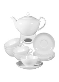 Geschirr-Set Seltmann Weiden "Teeservice Rondo/Liane 14er Set wei&szlig;", wei&szlig;, 14, Porzellan, Geschirr-Sets, Geschirr-Set, Sp&uuml;lmaschinenfest, Mikrowellensicher, Ofenfest