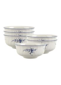 Villeroy & Boch Schale VILLEROY & BOCH "Dessertschalen Vieux Luxembourg &oslash; 12,9 cm 6er Set wei&szlig;-blau", bunt (wei&szlig;, blau), B:12,9cm H:5,7cm L:12,9cm T:12,9cm &Oslash;:12,9cm, Sch&uuml;sseln, Schale, Sp&uuml;lmaschinenfest, Mikrowellensicher