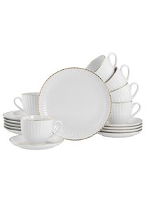 Kaffeeservice Creatable "Allegra Goldband, Service 18-tlg.", goldfarben, 18, Porzellan, Geschirr-Sets, Kaffeeservice, Klassisch, Elegant, Von Hand gemalter Goldrand
