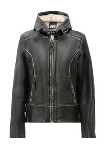 Bikerjacke RICANO "Lederjacke Julie", Damen, Gr. XL, schwarz, Obermaterial: 100% Lammnappaleder LANA. Futter: 100% Polyester PES., normal, hoch geschlossener Ausschnitt, Jacken Bikerjacke, Handgefertigt aus echtem Leder