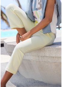 Sweathose ELBSAND "Vanya", Damen, Gr. XL (42), N-Gr, gelb, Sweatware, Obermaterial: 95% Baumwolle, 5% Elasthan, unifarben, figurumspielend 7/8-L&auml;nge, Hosen Sweathose
