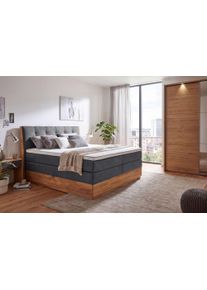 Boxspringbett OTTO HOME "Alleea, Doppelbett, Polsterbett, Federkernbett, Komforbett, 160/180 cm", anthrazit, B:165cm L:210cm, 100% PES, Komplettbetten, Boxspringbett, inkl. Topper, zwei Bettk&auml;sten, Taschen-Federkernmatratze, H&auml;rtegrad 3