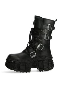 Ankleboots New Rock "Plateau Boots WALL373-S5", Damen, Gr. 45, Normalschaft, schwarz, Obermaterial: 100% Rindnappaleder CNA., Schuhe Ankleboots, Handgefertigt, Made in Spain