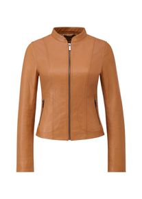 Lederjacke RICANO "Lederjacke Aurore", Damen, Gr. XS, braun (cognac), Obermaterial: 100% Lammnappaleder LANA. Futter: 100% Polyester PES., schmal, Rundhals, Jacken Lederjacke, Handgefertigt aus echtem Leder