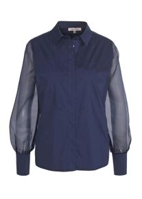 Hemdbluse Alba Moda "Bluse Bluse", Damen, Gr. 40, blau (marine), Obermaterial: 100% Polyester PES., Modern, figurbetont, Blusen Hemdbluse