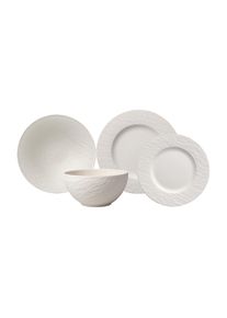 Geschirr-Set VILLEROY & BOCH "Geschirr-Set Manufacture Rock wei&szlig;", wei&szlig;, 4, Porzellan, Geschirr-Sets, Geschirr-Set, Sp&uuml;lmaschinengeeignet, Mikrowellenfest