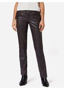 5-Pocket-Hose RICANO "Lederhose Triston-B", Damen, Gr. M, L&auml;nge 34, braun, Obermaterial: 100% Lammnappaleder LANA., schmal, Hosen 5-Pocket-Hose, Handgefertigt aus echtem Leder