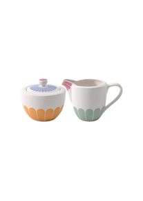 Villeroy & Boch Milch- und Zuckerset VILLEROY & BOCH "Milch- und Zuckerset Fleur Couleur 2er Set bunt", bunt, 2, Porzellan, Geschirr-Sets, Milch- und Zuckerset, Sp&uuml;lmaschinenfest, Mikrowellensicher