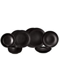 Geschirr-Set Seltmann Weiden "Einsteiger-Set Liberty Velvet Black 8er Set schwarz", schwarz, 8, Porzellan, Geschirr-Sets, Geschirr-Set, Sp&uuml;lmaschinenfest, Mikrowellensicher, Ofenfest