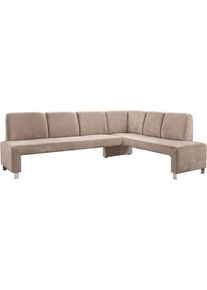 Eckbank exxpo - SOFA FASHION "Intenso, modern, 263/198 cm (B/T)", beige, B:263cm H:92cm T:198cm, Zusammensetzung: PES 95%, NY 5%, Sitzb&auml;nke, Eckbank, hohe Bodenfreiheit, frei im Raum stellbar, hoher Sitzkomfort