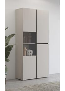 Vitrine OTTO HOME "Cross, H&ouml;he 183,5 cm, moderne grifflose Standvitrine mit 3 T&uuml;ren", kaschmir, B:79,5cm H:183,5cm T:40cm, FSC-zertifizierter Holzwerkstoff, Glas, Melamin, Schr&auml;nke, Vitrine, Hochschrank mit viel Stauraum, Glast&uuml;r und verstellbaren Einlegeb&ouml;den, Topseller