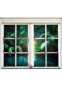 Wandsticker queence "B&auml;ume am Wasser", gr&uuml;n, B:40cm H:60cm T:0,1cm, Wandtattoos, Wandsticker, Wandsticker, Wandbild, selbstklebend, 3D, Fenster
