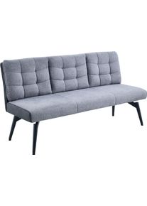 Essbank Hela "TOMAR", dunkelgrau, vintage anthrazit, schwarz, B:180cm H:93cm T:68,5cm, Metall, Polyester, Stoff, Sitzb&auml;nke, Essbank, Federkorb, R&uuml;ckenlehne mit 3 Einteilungen, Materialkombi