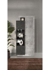 Vitrine Home Affaire "Freedom", grau (beton, optik, bleigrau (piombo)), B:87cm H:188cm T:42cm, Schr&auml;nke, Vitrine, Breite 87 cm mit 2 T&uuml;ren, H&ouml;he 188 cm