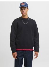 Jack & Jones Rundhalspullover JACK & JONES "JORNORREBRO KNIT CREW NECK SN", Herren, Gr. XS, schwarz, Strick, Obermaterial: 55% Baumwolle, 22% Polyester, 21% Polyacryl, 2% Elasthan, unifarben, relaxed fit normal, Rundhals, Rippb&uuml;ndchen, Pullover Rundhalspullover, Baumwollmischung, locker geschnitten