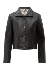 Lederjacke RICANO "Lederjacke Juliette", Damen, Gr. S, schwarz, Obermaterial: 100% Lammnappaleder LANA. Futter: 100% Polyester PES., figurbetont cropped, Rundhals, Jacken Lederjacke, Handgefertigt aus echtem Leder