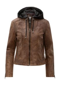 Lederjacke RICANO "Lederjacke Dalia", Damen, Gr. XS, braun, Obermaterial: 100% Lammnappaleder LANA. Futter: 100% Baumwolle CO., figurbetont, hoch geschlossener Ausschnitt, Jacken Lederjacke, Handgefertigt aus echtem Leder