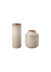 Dekovase "Vasen Lave Home 15,5 cm + 20 cm 2er Set beige", beige, B:2cm H:2cm T:2cm, LIKE. BY VILLEROY & BOCH, Vasen, Dekovase