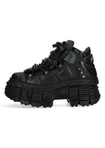 Sneaker New Rock "Plateau Boots Wall106-S12", Damen, Gr. 46, Normalschaft, schwarz, Obermaterial: 100% Rindnappaleder CNA., Schuhe Sneaker, Handgefertigt, Made in Spain