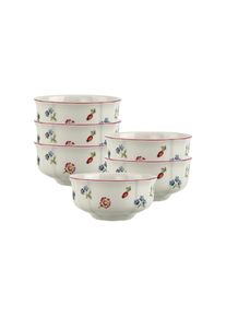 Villeroy & Boch Schale VILLEROY & BOCH "Dessertschalen Petite Fleur &oslash; 11,7 cm 6er Set wei&szlig;", wei&szlig;, B:11,7cm H:5,7cm L:11,7cm T:11,7cm &Oslash;:11,7cm, Sch&uuml;sseln, Schale, Sp&uuml;lmaschinengeeignet, Mikrowellengeeignet