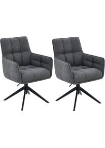 Drehstuhl Hela "POMBA", grau (anthrazit, schwarz, anthrazit), B:61cm H:88,5cm T:65cm, Metall, Polyester, Stoff, St&uuml;hle, Drehstuhl, 360 drehbar, h&ouml;henverstellbar, Federkorb, Armlehnen, 140kg belastbar