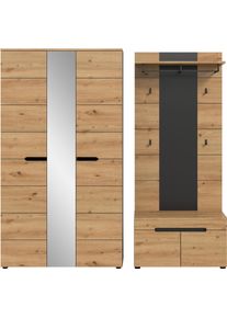 Garderoben-Set Home Affaire "REHAT, TOPSELLER, 3-teilig, Breite 200 cm, individuell stellbar", braun (basalt grau, artisan eiche nachbildung), B:200cm H:190cm T:37cm, Holzwerkstoff, Kastenm&ouml;bel-Sets, Garderoben-Set, Garderobenkombination, Kombination, Set, Flurgarderobe, Diele