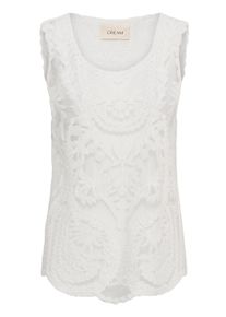 Blusentop Cream "&Auml;rmellose Bluse CRMai", Damen, Gr. S/M, wei&szlig; (snow wei&szlig;), Obermaterial: 70% Baumwolle CO. 30% Polyester PES., Blusen Blusentop
