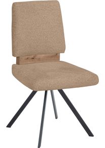Esszimmerstuhl MASSIVLINE & MORE "Br&uuml;gge 300", hellbraun, schwarz, hellbraun, B:48cm H:92cm T:59,5cm, Holzwerkstoff, Metall, Stoff, St&uuml;hle, Esszimmerstuhl