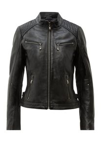 Bikerjacke RICANO "Lederjacke Hannah", Damen, Gr. XS, schwarz, Obermaterial: 100% Lammnappaleder LANA. Futter: 100% Polyester PES., schmal, Rundhals, Jacken Bikerjacke, Handgefertigt aus echtem Leder