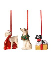 Villeroy & Boch Weihnachtsfigur VILLEROY & BOCH "Ornamente Hunde Nostalgic Ornaments 3er Set bunt", bunt, B:2cm H:2cm T:2cm, Dekofiguren, Weihnachtsfigur