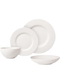Villeroy & Boch Geschirr-Set VILLEROY & BOCH "Tafelservice Manufacture Rock wei&szlig;", wei&szlig;, 16, Porzellan, Geschirr-Sets, Geschirr-Set, Sp&uuml;lmaschinengeeignet, Mikrowellenfest