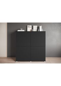 Highboard OTTO HOME "Kenia, moderne grifflose Hochkommode mit 4 T&uuml;ren, Breite 120 cm", schwarz (graphite schwarz matt), B:120cm H:125cm T:39,5cm, Sideboards, Highboard, Push-to-Open-Fronten, h&ouml;henverstellbaren Einlegeb&ouml;den