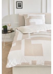 Wendebettw&auml;sche Musterring "Slow", beige (natur), B/L: 155cm x 220cm, 1 Stk., 1 Stk., Satin, B/L: 80cm x 80cm, 2 Stk., Satin, 100% Baumwolle, Bettw&auml;sche, Wendebettw&auml;sche, aus reiner Baumwolle