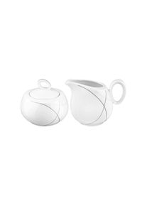 Milch- und Zuckerset Seltmann Weiden "Milch- und Zucker-Set Trio Highline 2er Set wei&szlig;-grau", bunt (wei&szlig;, grau), 2, Porzellan, Geschirr-Sets, Milch- und Zuckerset, Sp&uuml;lmaschinenfest, Mikrowellensicher
