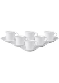 Villeroy & Boch Tasse VILLEROY & BOCH "Kaffeetassen mit Untertassen Cellini 200 ml 6er Set wei&szlig;", wei&szlig;, B:2cm H:2cm &Oslash;:15cm, Porzellan, Trinkgef&auml;&szlig;e, Tasse, Sp&uuml;lmaschinengeeignet, Mikrowellenfest