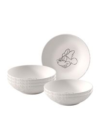 Villeroy & Boch Schale VILLEROY & BOCH "Dessertschalen Manufacture Rock Blanc - Mickey Mouse &oslash; 13,2 cm 6er Set wei&szlig;", wei&szlig;, B:13,2cm H:3,8cm L:13,2cm T:13,2cm &Oslash;:13,2cm, Sch&uuml;sseln, Schale, Sp&uuml;lmaschinenfest, Mikrowellensicher