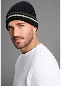 MAN'S WORLD Strickm&uuml;tze MAN'S WORLD, Herren, schwarz (schwarz, grau, gr&uuml;n), Grobstrick, Materialmix, gestreift, kontrastfarbene Details, unifarben mit Farbeinsatz, M&uuml;tzen Strickm&uuml;tze, mit w&auml;rmenden Fleecefutter