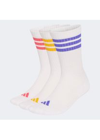 Funktionssocken adidas Performance "3S ESS C CRW 3P", Damen, Gr. XL, wei&szlig;, solar lila, crew gelb, pure turbo, Obermaterial: 59% Baumwolle, 37% Polyester, 3% Elasthan, 1% Polyamid, Socken Funktionssocken