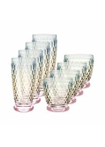 Villeroy & Boch Gl&auml;ser-Set VILLEROY & BOCH "Longdrink- und Wasserglas-Set Boston Pearl 8er Set bunt", bunt, B:2cm H:2cm, Glas, Trinkgef&auml;&szlig;e, Gl&auml;ser-Set, Sp&uuml;lmaschinenfest