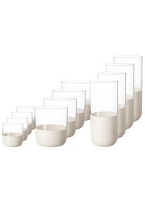 Villeroy & Boch Gl&auml;ser-Set VILLEROY & BOCH "Bargl&auml;ser Manufacture Rock 12er Set wei&szlig;-transparent", bunt (wei&szlig;, transparent), B:2cm H:2cm, Kristallglas, Trinkgef&auml;&szlig;e, Gl&auml;ser-Set, Handw&auml;sche wird empfohlen