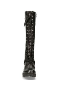 Schn&uuml;rstiefel New Rock "High Heel Boots M-TR005-S1", Damen, Gr. 37, Normalschaft, schwarz, Obermaterial: 100% Rindnappaleder CNA., Schuhe Schn&uuml;rstiefel, Handgefertigt, Made in Spain