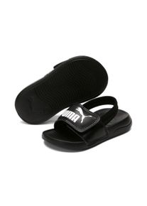 Badesandale Puma "POPCAT 20 BACKSTRAP AC INF", M&auml;dchen, Gr. 22, schwarz (Puma schwarz, Puma wei&szlig;), unifarben, Schuhe Badesandale, mit gepolstertem Front-Strap und Fersenriemen, aus Synthetik