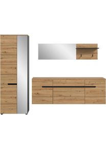 Garderoben-Set Home Affaire "REHAT, TOPSELLER, 3-teilig, Breite 256 cm, individuell stellbar", braun (basalt grau, artisan eiche nachbildung), B:256cm H:190cm T:37cm, Holzwerkstoff, Kastenm&ouml;bel-Sets, Garderoben-Set, Garderobenkombination, Kombination, Set, Flurgarderobe, Diele