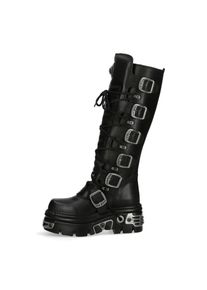 Plateaustiefel New Rock "Plateau Boots M-272-S1", Damen, Gr. 45, Normalschaft, schwarz, Obermaterial: 100% Rindnappaleder CNA., Schuhe Plateaustiefel, Handgefertigt, Made in Spain