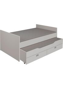 Einzelbett Paidi "TIAGO in verschiedenen Ausf&uuml;hrungen, Jugendliege mit Bettkasten", kieselgrau, H:81cm, Betten, Einzelbett, Kojenbett inklusive Ausziehbett in 90x190 cm & 2 Schubladen